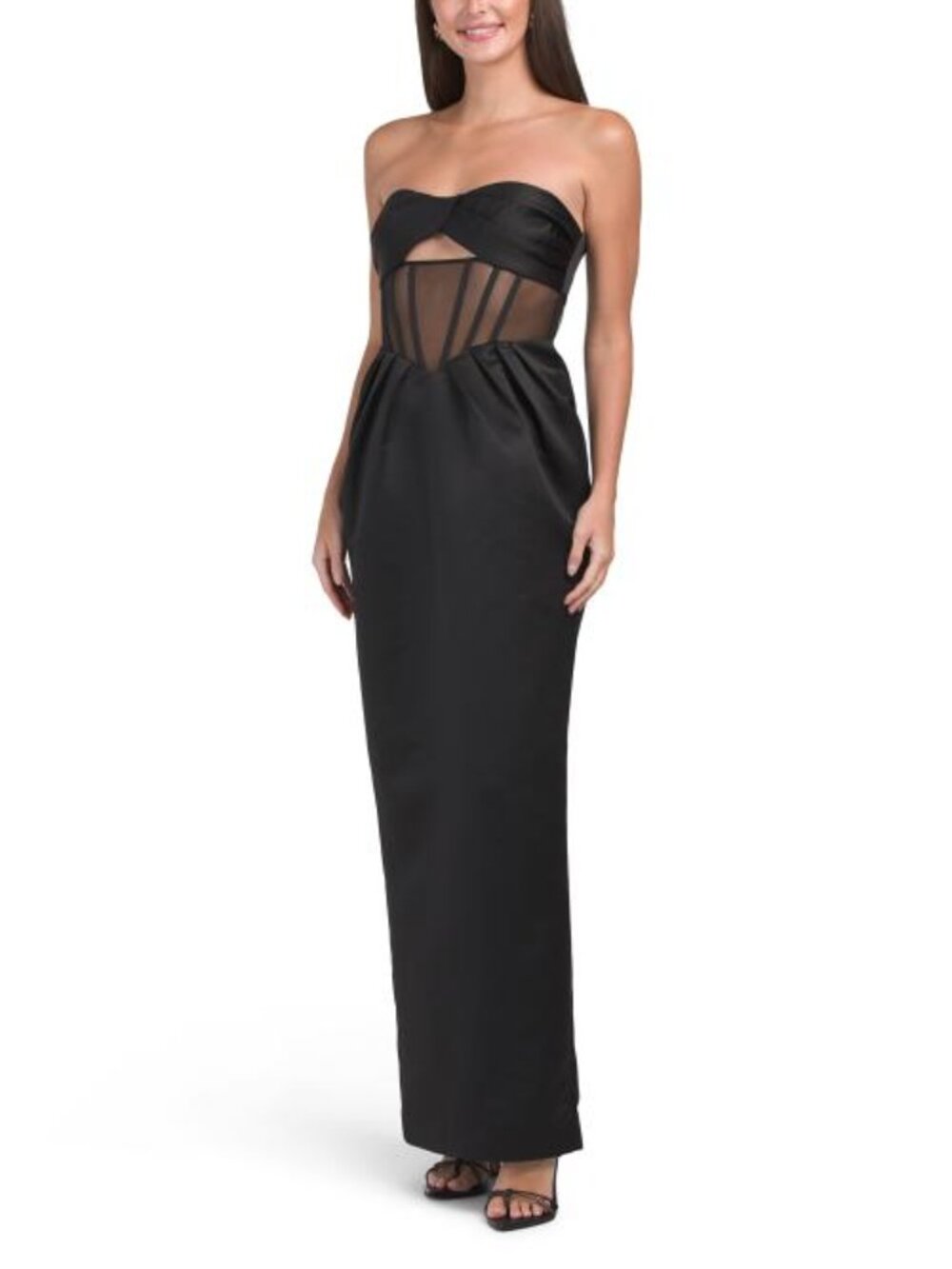 BCBGMAXAZRIA Strapless Corset Top Gown